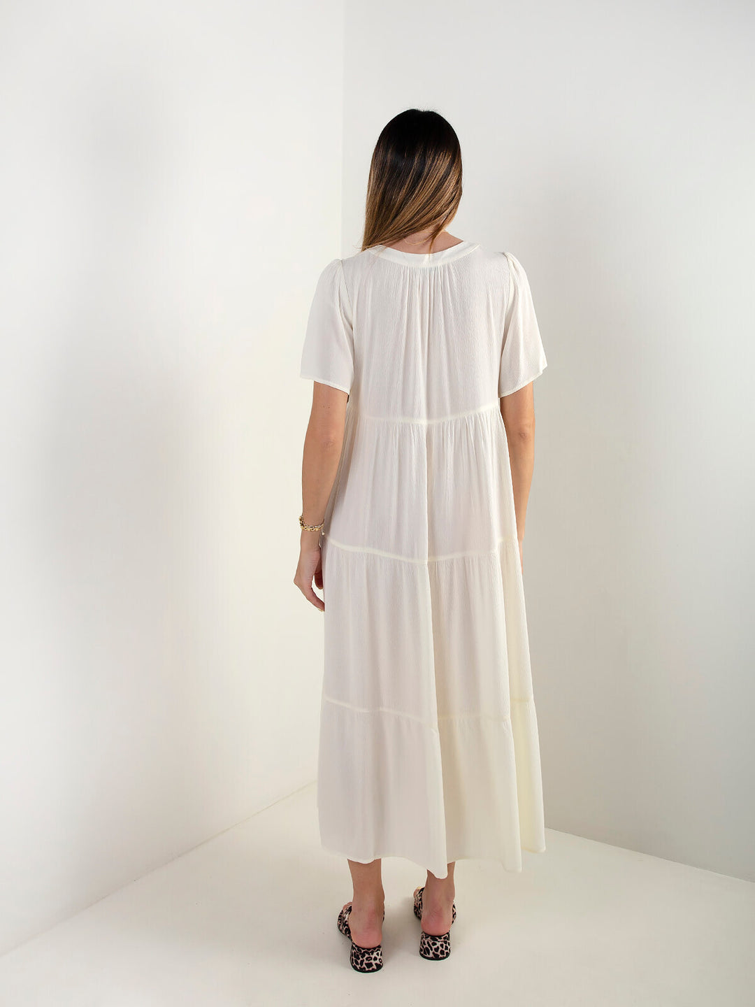 Vestido comprido fluído em V