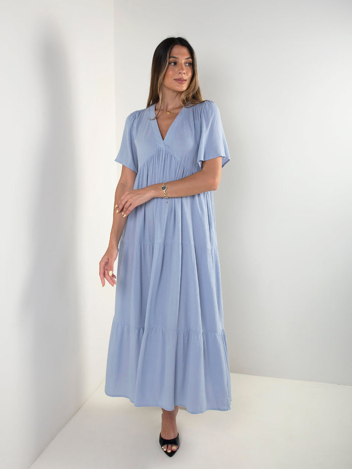 Vestido comprido fluído em V