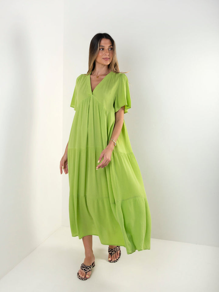 Vestido comprido fluído em V