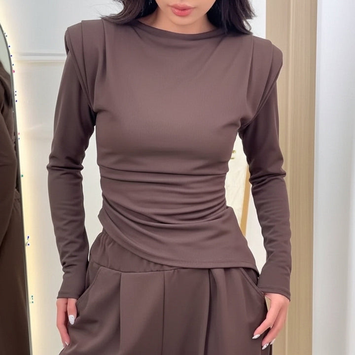 Conjunto Pantalón Y Blusa Wide Leg Estilo Chocolate